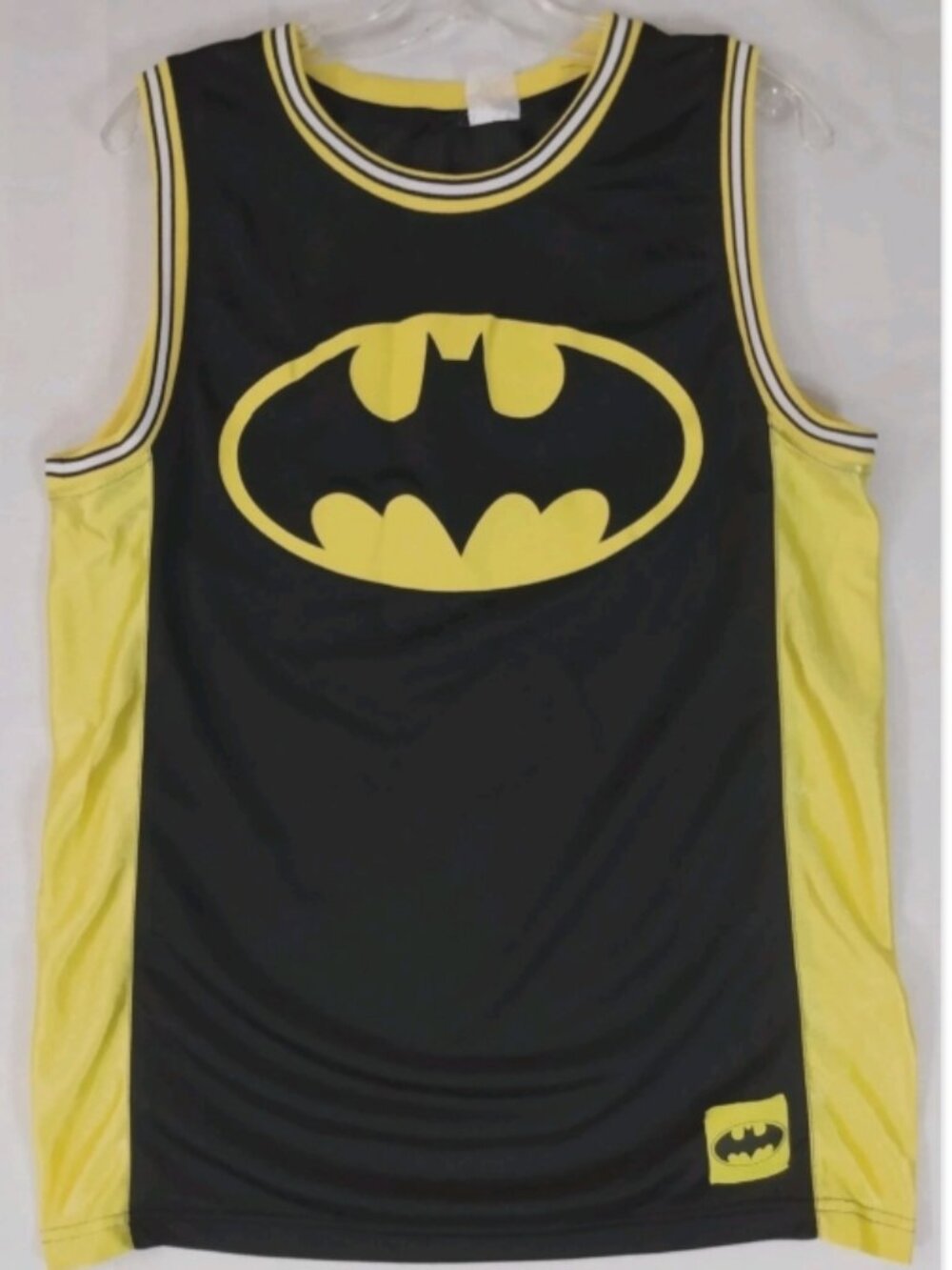 Batman Basketball Jersey Men's L #1 Black Yellow DC Superhero Comic Book Mesh
